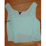 Remera Musculosa Gasa Verde Agua , De Forever.nueva