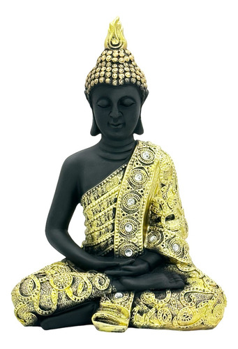 Estátua Buda Sidarta Tailandês Meditação Zen 24cm Decoração