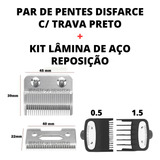 Reposição Lâmina De Ferro + Kit Pentes Disfarce Trava Preto!