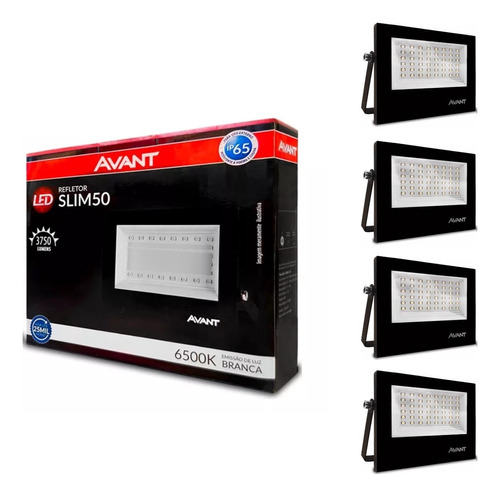 Kit 4 Refletores 50w Led Avant Luz Branca Bivolt 6500k Ip65