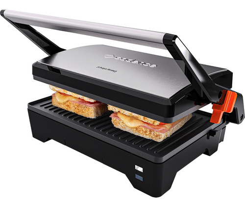 Grill Cadence Inox Chapa Firme Cor Preto 220v