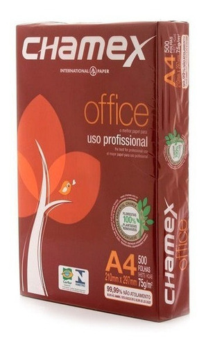 Papel Sulfite A4 Office 210x297mm 75g Pct 500 Folhas Chamex