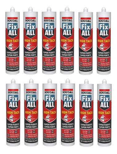 Super Cola Fix All High Tack Soudal 420g - Branco Kit 12un