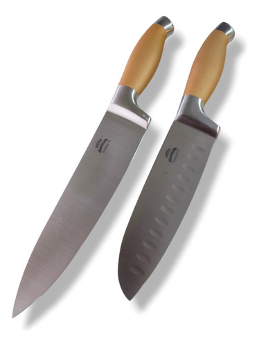 Set Cuchillos Forjados Dorado X2 Santoku Y Chef 20cm Kingsta