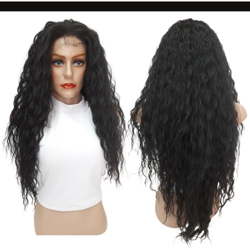 Peruca Front Lace Afro Frisada Cacheada Fibra Bio Orgânica