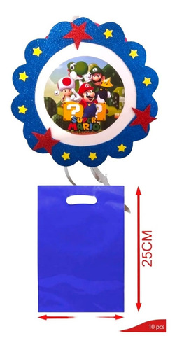 Piñata Super Mario Bross + 10 Bolsas Plásticas Para Dulces
