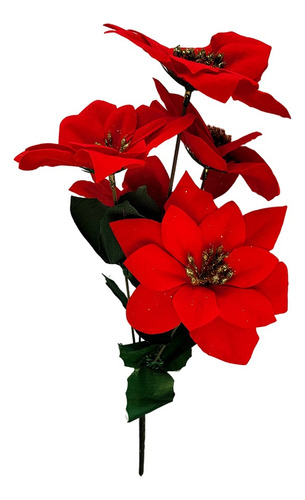 Adorno Navidad Ramo Pick Flor 5 Poinsettia Navideño