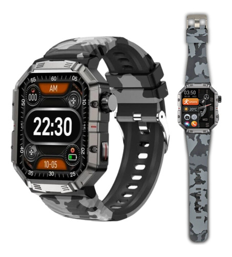 Smartwatch C30 Tank Militar Camuflado + Bussola E Whatsapp