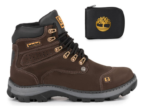 Bota Masculina Timberland Couro Palmilha Gel Brinde Carteira