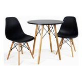 Mesa Eiffel Redonda 70 Cm Mdf + 2 Cadeiras Eiffel Eames Wood