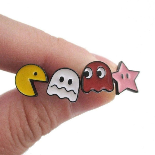 Aros Set 4 Pacman Pendientes Piercing  Aritos Accesorios 