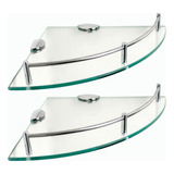 Esquinero Repisa Baño Estante De Vidrio Para Ducha Acero X 2