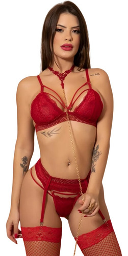 Lingerie Sexy Renda Conjunto Sedutora Sensual Completa