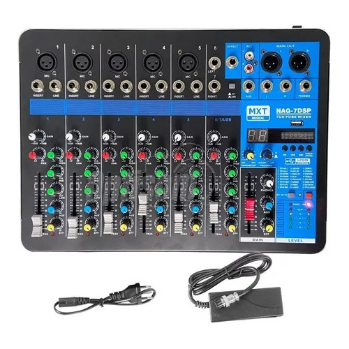 Mesa De Som 7 Canais Bluetooth Interface Usb Mxt Nag7dsp