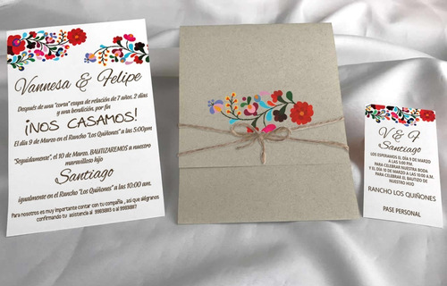 50 Invitaciones Boda, Xv  Mexicana Vintage+ 50 Pases