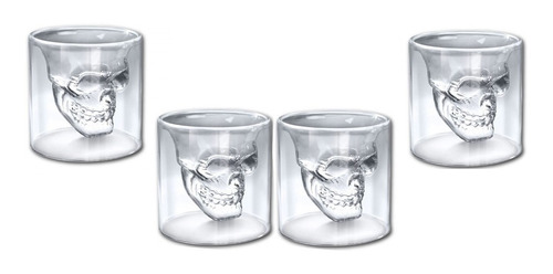 Copa Vaso Calavera Craneo De Cristal 75ml 2 Oz Set X 4