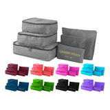 Set X6 Organizador De Valija Kit De Viaje Neceser Bolso Ropa Color Gris