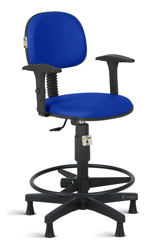 Cadeira Caixa Alta Balcao Secretaria C/ Braco Rj Azul