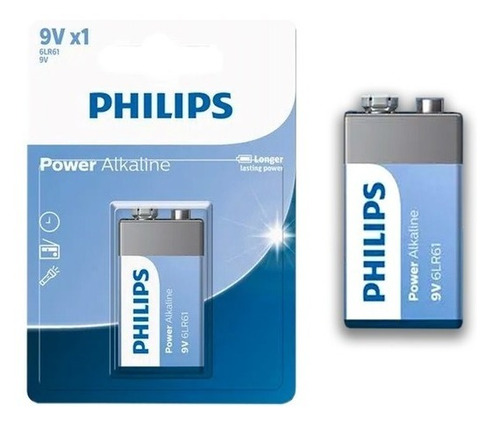 02 Unidades  Baterias 9v Alcalinas Philips 