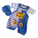 Conjunto Algodón Jardinera Y Polera Tigre / 0-3 Meses