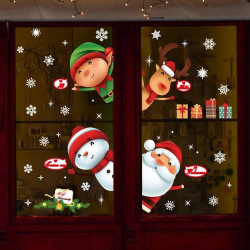 Adhesivo Decorativo Navideño Para Ventana, Cristal Y Ventana