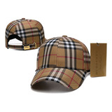 Gorra Jockey Burberry Cafe Beige Cuadros Hombre Visera Curva