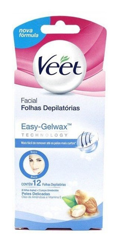 Cera Fria Veet Para O Rosto Pele Delicada 12 Folhas