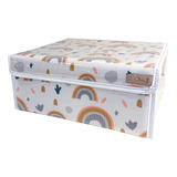 Cajas Medianas Nylon Cristal Con Abrojo Estampada 30x24x12cm