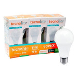 Pack De 3 Focos Led A19 11 W, Luz De Día, E27 Tecnolite Color De La Luz Blanco Frío