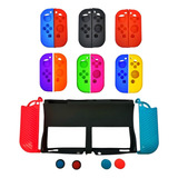 Set Protector 7 En 1+ 2 Siliconas Control Joycon Switch Oled