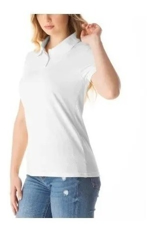 Camiseta Polo Piquet Feminina Branca Manga Curta Barato D+