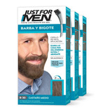 Tinte Just For Men Barba Y Bigote Castaño Medio 3-pack 