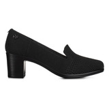 Zapato Tacones Casual Negro Cuña Comfort Tejido Mujer Weide