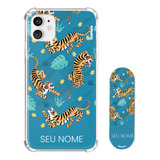 Kit Capa Personalizada + Suporte Celular Meu Tigre Nome