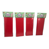 100 Popotes Papel Rojo Mate Ecologico Biodegradable Fiesta