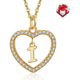 Collares Mujer Inicial Letras Corazón Baño Oro 18k Regalos