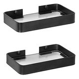 Repisas De Cristal Para Baño, Negro Mate, 2pcs, 8 Pulgadas