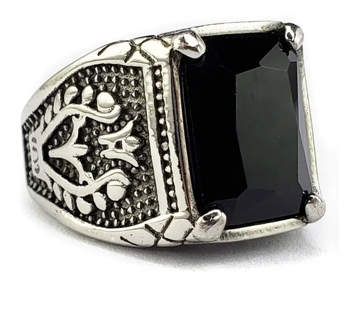 Anillo Estilo Turco De Lujo Elegante Negro Acero Inoxidablem
