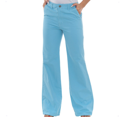 Calça Feminina Pantalona Jeans Sarja Tecido Premium Algodão
