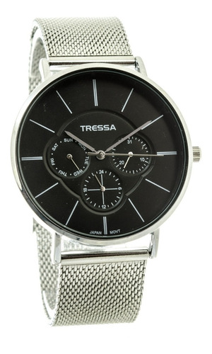 Reloj Tressa Hombre Malla Tejida Calendario Megatime 