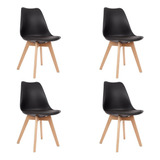 Kit 4 Cadeiras Eames Tulipa Wood Design Estofadas De Jantar