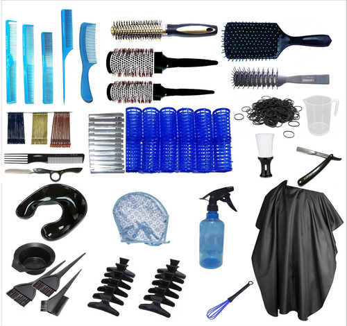 Kit Set Peluquería Navajas Cepillos Peines Capa Rociador 