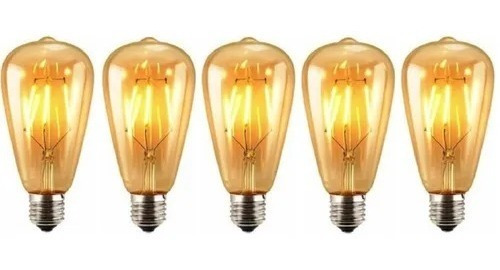 5 Ampolletas Led  Edison / 6 Watts Retro Vintage Color Oro