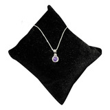 Collar Punto De Luz Violeta Cadena De Plata Fina 925 Joyas