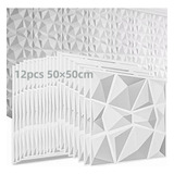 Panel 3d Decorativo 50x50cm Blanco Parede Con Adhesivo 12pz