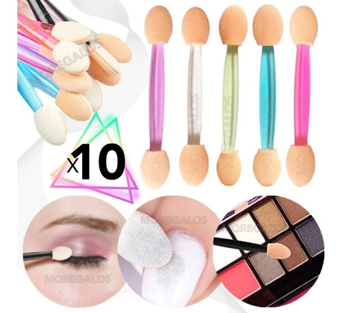 10 Aplicador De Sombras Para Ojos Y Uñas Doble Punta Make Up