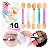 10 Aplicador De Sombras Para Ojos Y Uñas Doble Punta Make Up