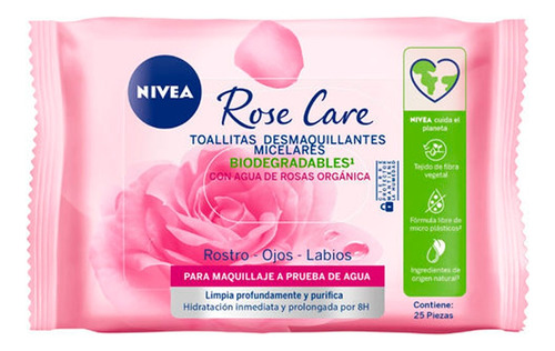 Toallitas Desmaquillantes Micelares Rose Care 25u Nivea