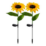 2pcs Solar Flower Lights Outdoor Sunflower Stake Lights Led