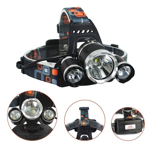 Lanterna Cabeça Triplo T6 3 Led Cree Profissional Economica 